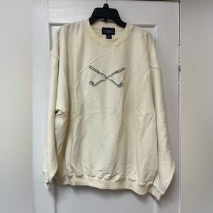 Eagle Golf Mens Pullover Ivory Long Sleeve Shirt Piqué knit 100% Cotton Size XL